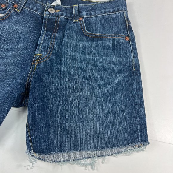 Lucky Brand Shorts Women's 27 Easy Rider Blue Fade Whisker Cut Off Denim Jorts - Picture 3 of 16